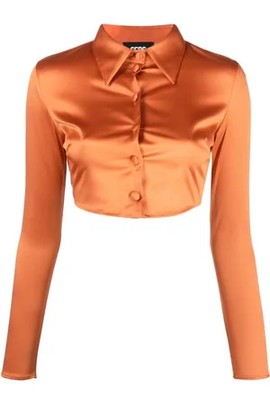 GCDS Koszulki, Kobieta, Pomarańczowy, S, Stylowy Pomarańczowy Top Cropped