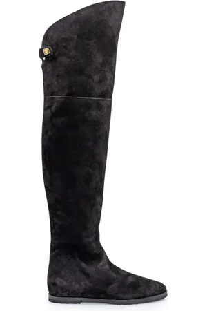 Maison Skorpios Buty, Kobieta, Czarny, 37 EU, Zamsz, Czarne Zamszowe Kozaki za Kolano