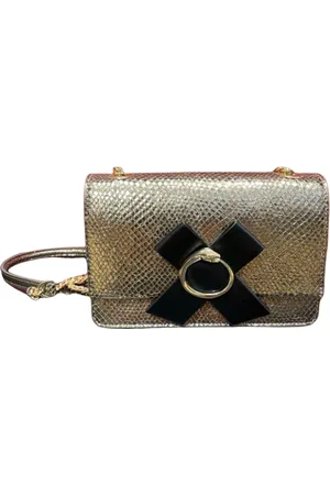 Roberto Cavalli Torebki, Kobieta, Żółty, ONE SIZE, Złota Torba z Czarną Pętlą