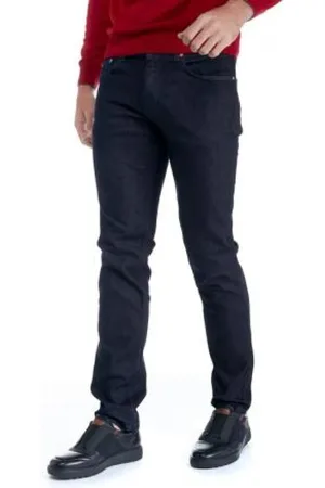 HARMONT&BLAINE Jeansy, Mężczyzna, Niebieski, W38, Denim, Jeansyy Slim-fit z Retro Szczegółami