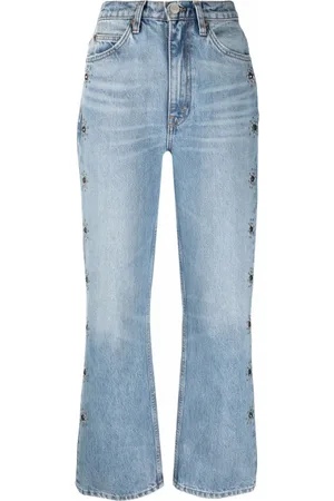 RE/DONE Jeansy, Kobieta, Niebieski, W25, Len, Vintage Flared Jeansy z ozdobami z kamieni szlachetnych