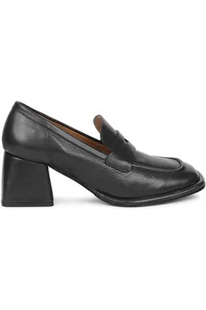 Emanuélle vee Buty, Kobieta, Czarny, 36 EU, Stylowe Skórzane Mokasyny na Obcasie