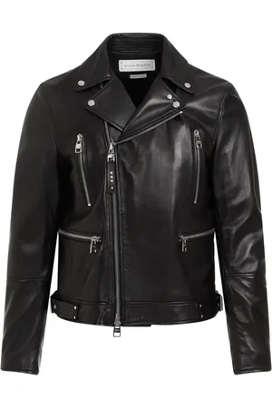 Alexander McQueen Kurtki, Mężczyzna, Czarny, L, Czarna Skórzana Kurtka Motocyklowa
