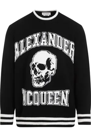 Alexander McQueen Swetry, Mężczyzna, Czarny, XS, Kaszmir, Czarny Sweter z Logo Aw 23