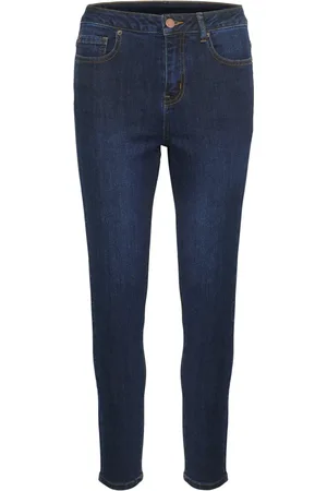 Kaffe Jeansy, Kobieta, Niebieski, M, Bawełna, Ciemnoniebieskie Slim Fit High Waist Jeansy