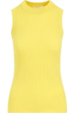 Sportmax Koszulki, Kobieta, Żółty, M, Żółty Bawełniany Top z Prążkami