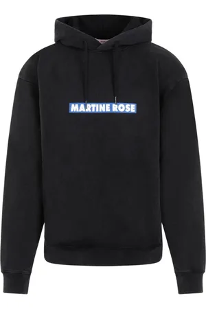 MARTINE ROSE Bluzy, Mężczyzna, Czarny, M, Bawełna, Czarna Bawełniana Bluza z Nadrukiem Sygnatury