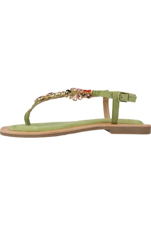 CAFèNOIR Buty, Kobieta, Zielony, 38 EU, Eleganckie Płaskie Sandały dla Kobiet