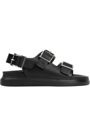 Alexander McQueen Buty, Mężczyzna, Czarny, 42 EU, Czarne Hybrydowe Sandały z Podwójną Sprzączką
