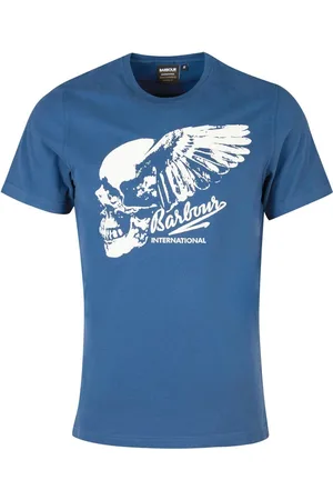 Barbour Koszulki, Mężczyzna, Niebieski, M, T-shirt z graficznym nadrukiem