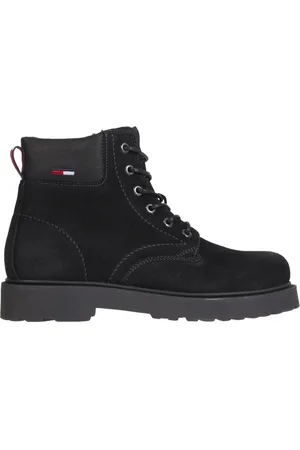 Tommy Hilfiger Buty, Mężczyzna, Czarny, 44 EU, Zamsz, Czarne Zamszowe Śniegowce na Sznurowadła