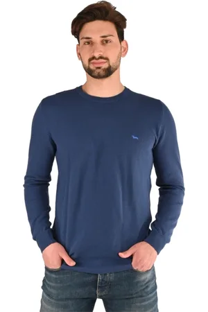 HARMONT&BLAINE Swetry, Mężczyzna, Niebieski, L, Koszulka Męska Microperata Bluma