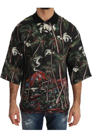 Dolce & Gabbana Koszule, Mężczyzna, Czarny, L, Czarna Wulkan Sycylia T-shirt