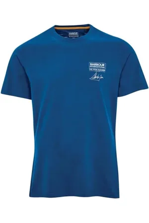 Barbour Koszulki, Mężczyzna, Niebieski, L, Bawełna, Steve Mc Queen Podpis T-shirt