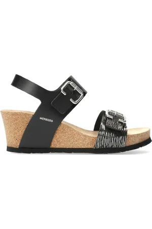 Mephisto Buty, Kobieta, Czarny, 36 EU, Wygodna Sandałki na Koturnie