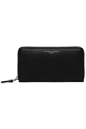 Gianni chiarini Akcesoria, Kobieta, Czarny, ONE SIZE, Portfel z młotkowanej skóry