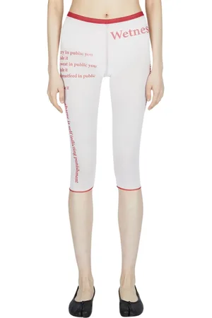 DI PETSA Szorty, Kobieta, Biały, M, Mesh Script Biker Shorts