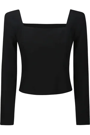 FEDERICA TOSI Bluzki, Kobieta, Czarny, S, Elegant Square Neck Sweater