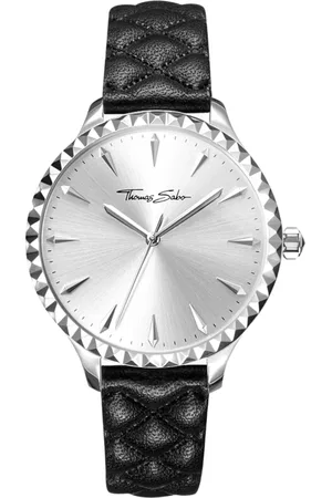 Thomas Sabo Akcesoria, Kobieta, Szary, ONE SIZE, Rebel at Heart Czarny Zegarek Skórzany