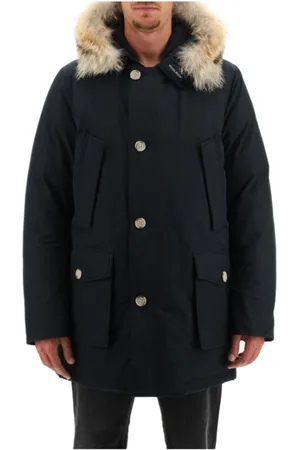 Woolrich Kurtki, Mężczyzna, Niebieski, S, Ciemnoniebieska Arctic Parka z Zdejmowanym Futrem