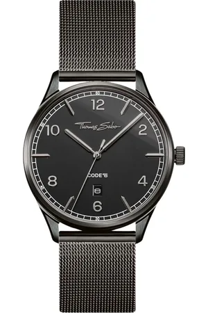 Thomas Sabo Akcesoria, Kobieta, Czarny, ONE SIZE, Czarny zegarek ze stali nierdzewnej z zapięciem przesuwnym