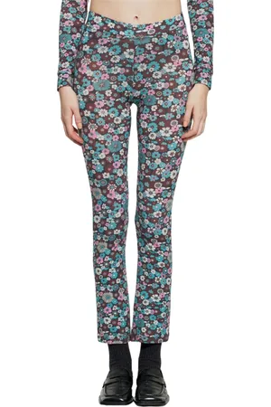 Antik Batik Spodnie, Kobieta, Niebieski, M, Legginsy w Kwiaty w Stylu Lat Siedemdziesiątych