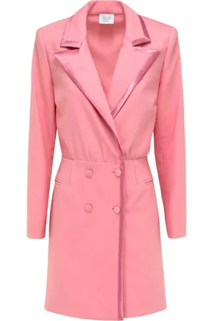 MVP Wardrobe Sukienki, Kobieta, Różowy, 2XS, Wełna, Peak Lapel Wool Mini Dress