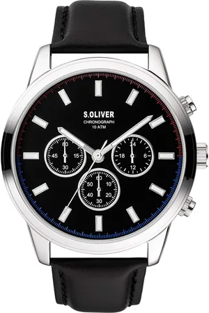 QS by s.Oliver Akcesoria, Kobieta, Szary, ONE SIZE, Chronograf Skórzany Zegarek