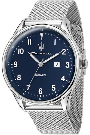 Maserati Akcesoria, Mężczyzna, Szary, ONE SIZE, Tradizione Solarne Zegarek Stal Nierdzewna Niebieski