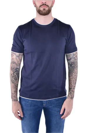 ELEVENTY Koszulki, Mężczyzna, Niebieski, M, Bawełna, Luksusowy T-shirt z bawełny Giza z okrągłym dekoltem