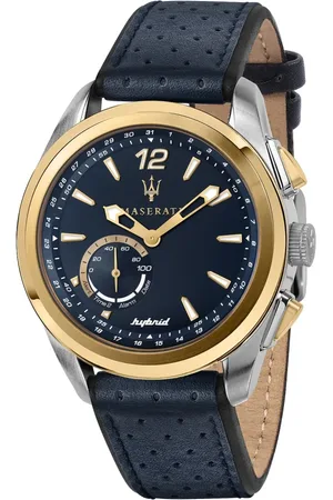 Maserati Akcesoria, Mężczyzna, Czarny, ONE SIZE, Skóra, Hybrydowy Smartwatch Traguardo Niebieska Skóra