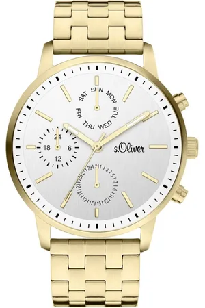 QS by s.Oliver Akcesoria, Kobieta, Żółty, ONE SIZE, Złoto-Biały Stalowy Zegarek Chronograf