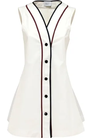 MVP Wardrobe Sukienki, Kobieta, Biały, XS, Bawełna, Rozkloszowana Mini Sukienka z Bawełny z Dekoltem w Serek