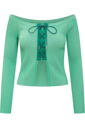 Andersson Bell Koszulki, Kobieta, Zielony, S, Koronkowy Top w Paski