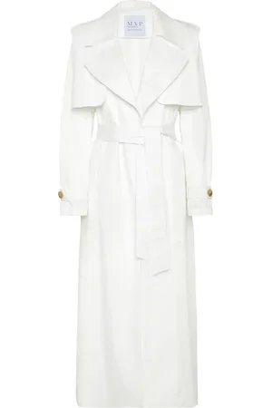 MVP Wardrobe Płaszcze, Kobieta, Biały, S, Bawełna, Klasyczny Trenchcoat z Szerokimi Reversami
