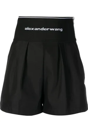 Alexander Wang Szorty, Kobieta, Czarny, S, Czarne Szorty Safari z Logo na Pasku