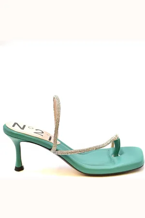 Nº21 Buty, Kobieta, Zielony, 39 EU, Stylowe High Heel Sandały