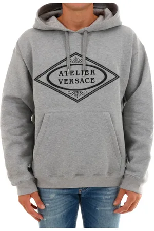 VERSACE Bluzy, Mężczyzna, Szary, S, Atelier Logo Bluza z Kapturem