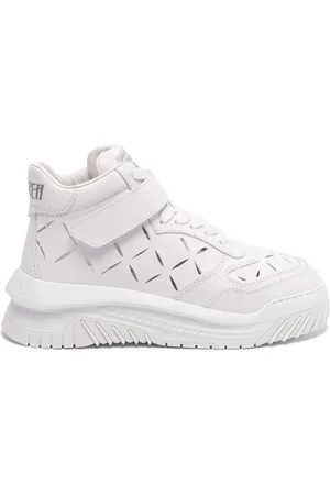 VERSACE Buty, Mężczyzna, Biały, 45 EU, Stylowe Mid-Top Sneakers