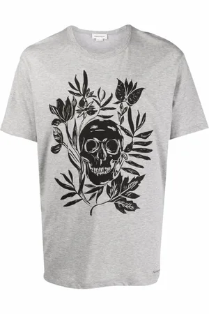Alexander McQueen Koszulki, Mężczyzna, Szary, S, Koszulka z logo czaszki
