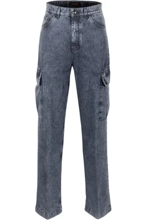 MOORER Jeansy, Kobieta, Niebieski, W29, Denim, Japońskie Spodnie Cargo z Denimu