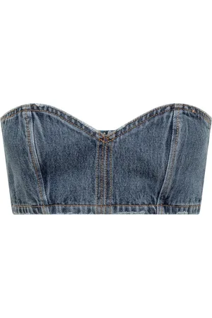 Monot Koszulki, Kobieta, Niebieski, S, Denim, Słodki Denimowy Top Bandeau