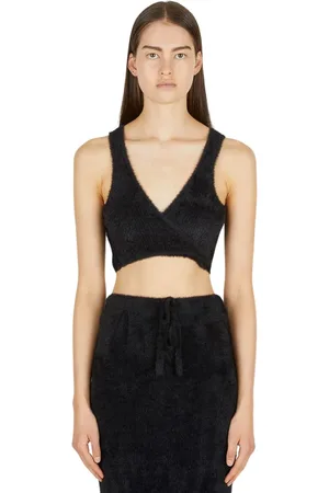 ESTER MANAS Koszulki, Kobieta, Czarny, ONE SIZE, Fluffy Crop Top