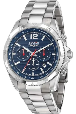 Sector No Limits Akcesoria, Mężczyzna, Szary, ONE SIZE, Chronograf Niebieska tarcza Stalowa bransoleta