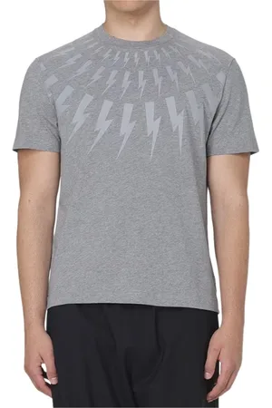 Neil Barrett Koszulki, Mężczyzna, Szary, L, Blitz Szary T-shirt