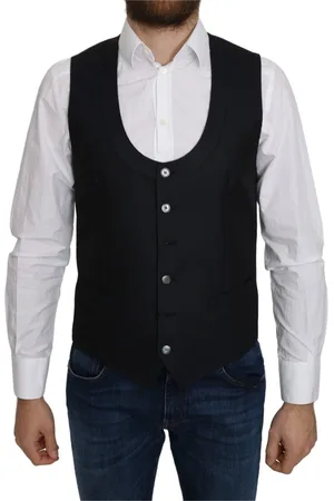 Dolce & Gabbana Garnitury, Mężczyzna, Niebieski, S, Bawełna, Niebieski Jedwabny Wzór Romb Formalny Kamizelka