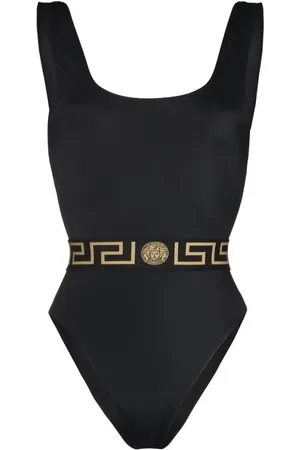 VERSACE Stroje kąpielowe, Kobieta, Czarny, S, Czarny Greca Szczegóły Stroje Kąpielowe