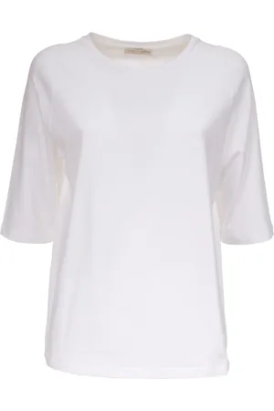 LE TRICOT PERUGIA Koszulki, Kobieta, Biały, S, Bawełniana T-shirt 3/4 Rękaw Regular Fit