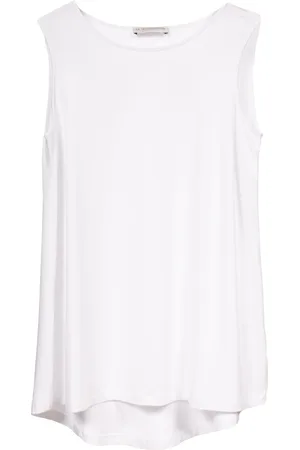 LE TRICOT PERUGIA Koszulki, Kobieta, Biały, S, Biała Top bez Rękawów z Wiskozy