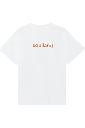 Soulland Koszulki, unisex, Biały, M/L, T-shirt z logo z kryształkami